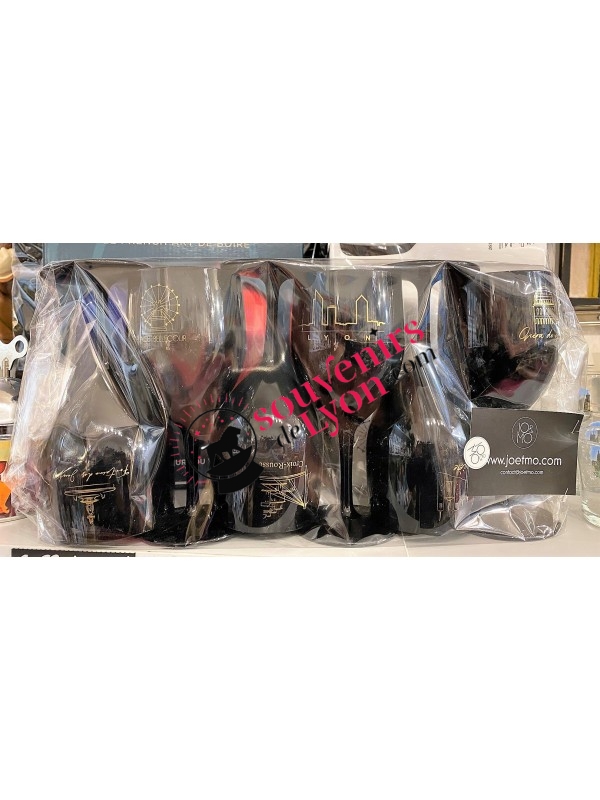Verres à vin Lyon Jo&Mo - Pack de 6 - noir chez Souvenirsdelyon.Com