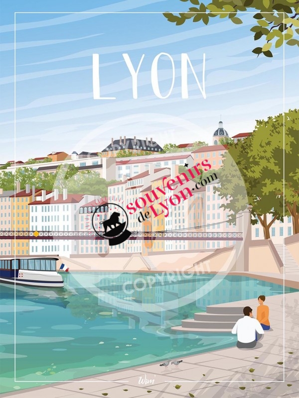 Affiche Lyon Quais de Saône chez Souvenirsdelyon.Com
