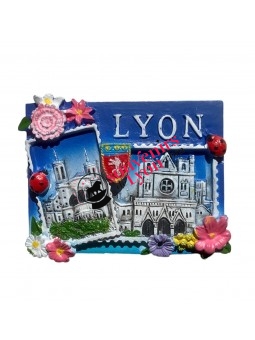 Magnet Lyon Basilique de Fourvière - fleurs chez Souvenirsdelyon.com