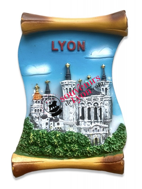 Magnet Lyon parchemin Basilique de Fourvière chez Souvenirsdelyon.com