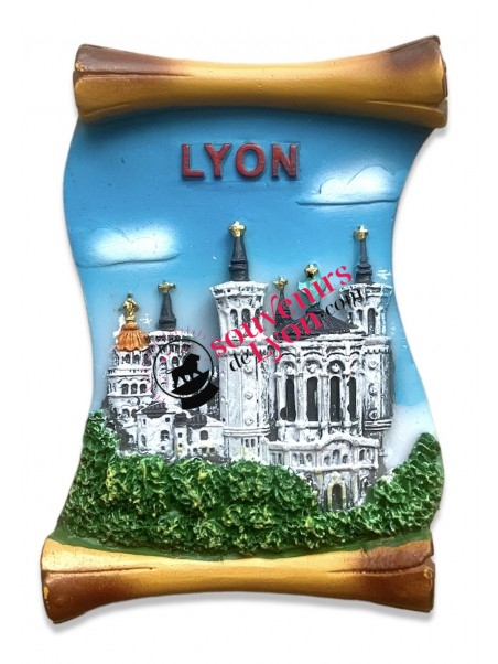 Magnet Lyon parchemin Basilique de Fourvière chez Souvenirsdelyon.com