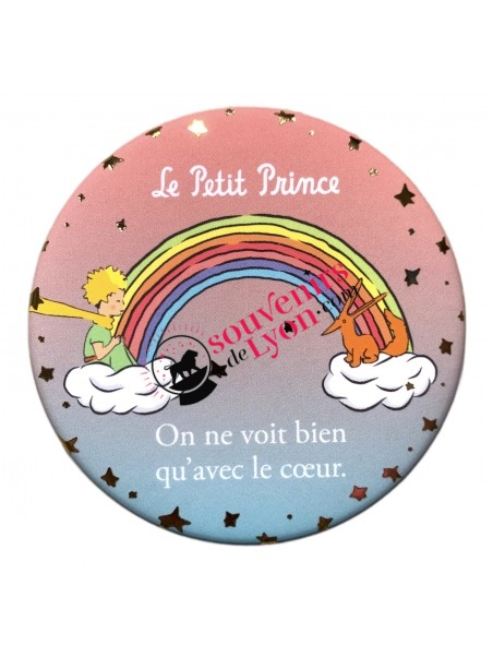 Magnet rond le Petit Prince arc-en-ciel chez Souvenirsdelyon.com