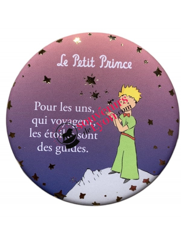Magnet rond le Petit Prince et les étoiles dorées chez Souvenirsdelyon.com