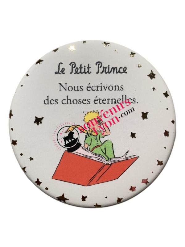 Magnet rond le Petit Prince sur le livre chez Souvenirsdelyon.com
