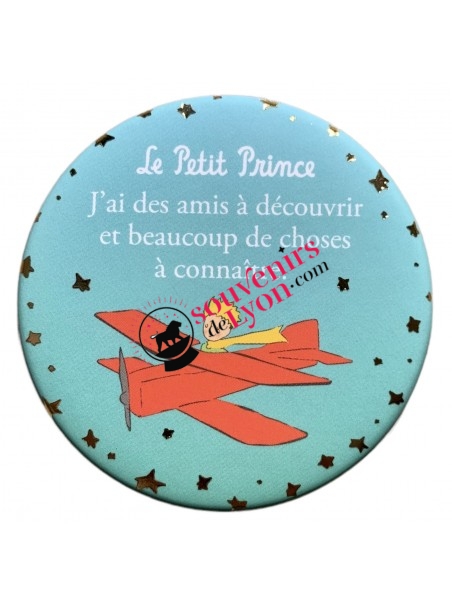 Magnet rond le Petit Prince dans son avion chez Souvenirsdelyon.com