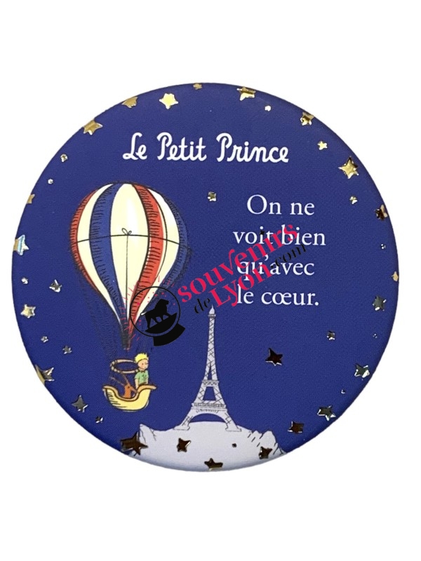 Magnet rond le Petit Prince en mongolfière à Paris chez Souvenirsdelyon.com