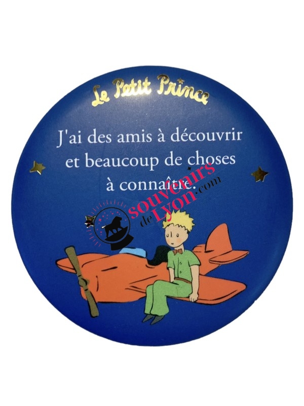 Magnet rond bleu le Petit Prince en Avion Souvenirsdelyon.com