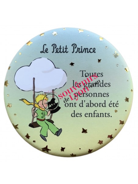 Magnet rond le Petit Prince sur la balançoire  chez Souvenirsdelyon.com