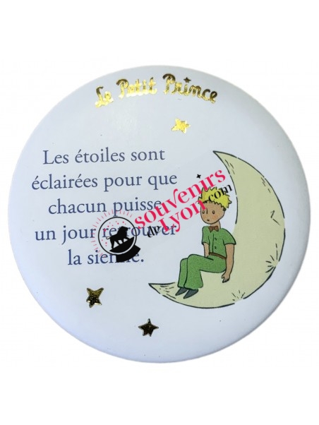 Magnet rond le Petit Prince sur la lune chez Souvenirsdelyon.com