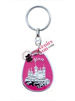 Porte-clés Lyon Basilique de Fourvière violet chez Souvenirsdelyon.com