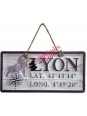 Lyon Metal Plate longitude latitude souvenirsdelyon.com