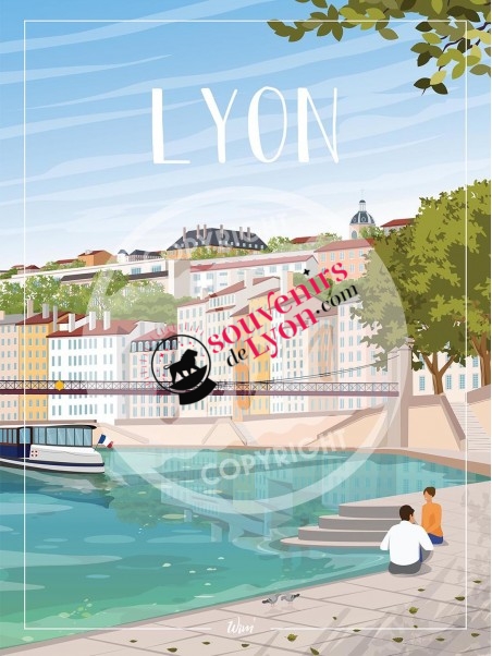Postcard Lyon Quays of the Saône Souvenirsdelyon.Com