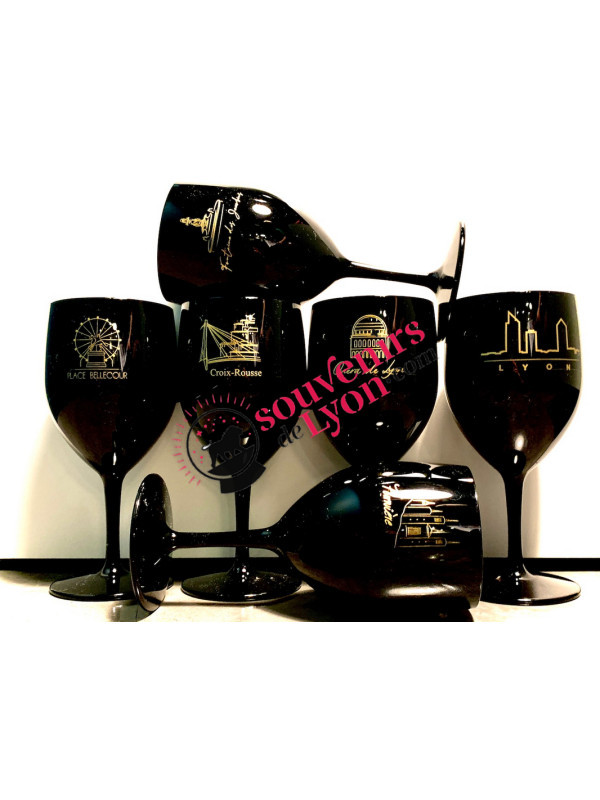 Verres à vin Lyon Jo&Mo - Pack de 6 - noir chez Souvenirsdelyon.Com
