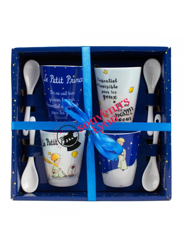 Coffret 4 tasses le Petit Prince rose et planète