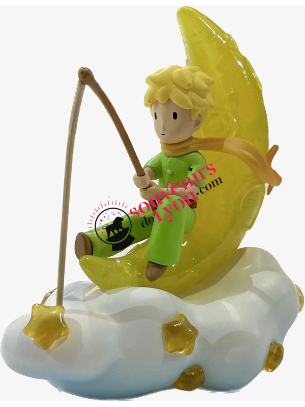 Figurine Le Petit Prince pêche des étoiles sur la lune chez souvenirsdelyon.com