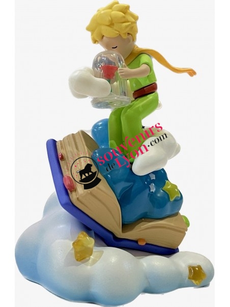 Figurine Le Petit Prince et la rose sur le livre chez souvenirsdelyon.com
