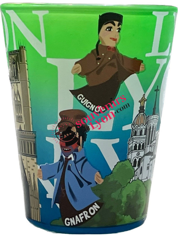 Verre à shooter Lyon Monuments et Guignol chez Souvenirsdelyon.com