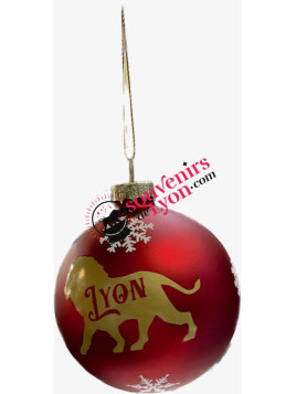 Boule de Noël Lyon rouge chez Souvenirsdelyon.com
