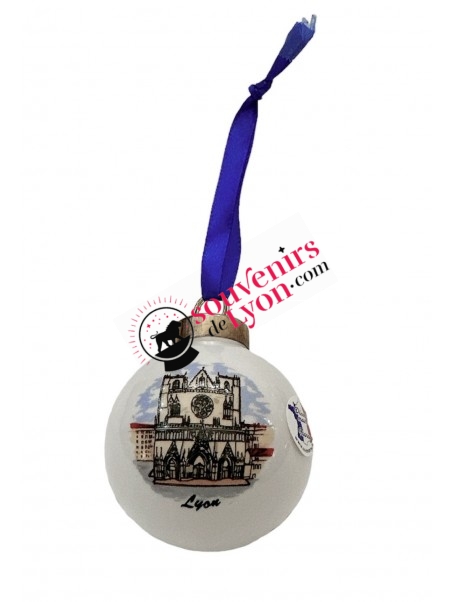 Boule de noël en porcelaine, Cathédrale Saint-Jean chez souvenirsdelyon.com