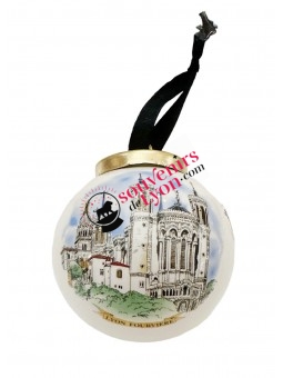 Boule de Noël en porcelaine, Fourvière chez souvenirsdelyon.com
