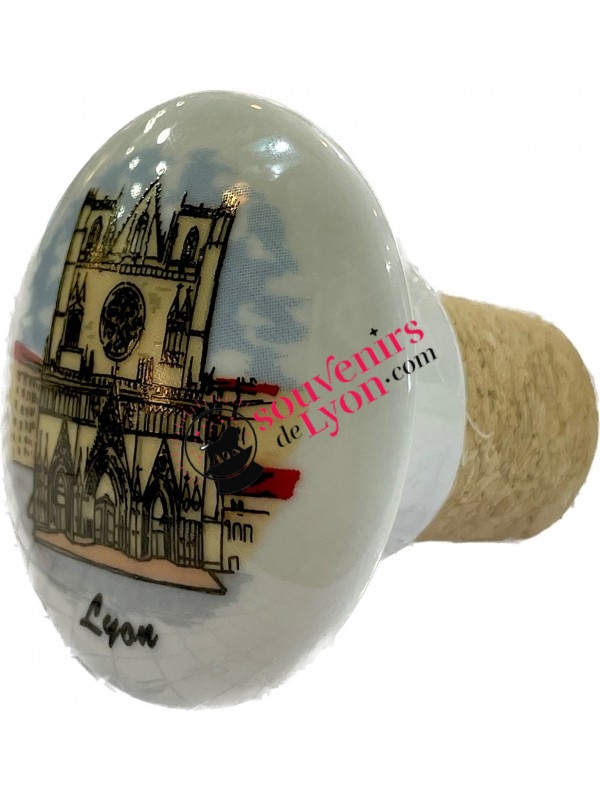 Ceramic Wine Stopper Lyon Saint-John's Cathedral chez Souvenirsdelyon.com