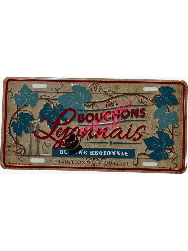 Plaque en Métal Les Bouchons Lyonnais chez souvenirsdelyon.com