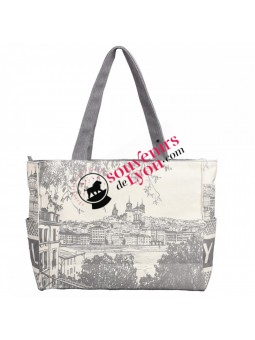 Sac Lyon City Robin Ruth gris chez Souvenirsdelyon.Com