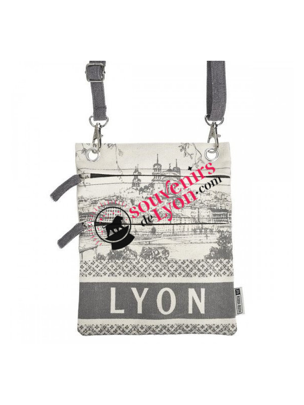 Saccoche passeport Lyon Robin Ruth gris chez Souvenirsdelyon.Com