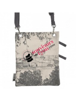 Saccoche passeport Lyon Robin Ruth gris chez Souvenirsdelyon.Com