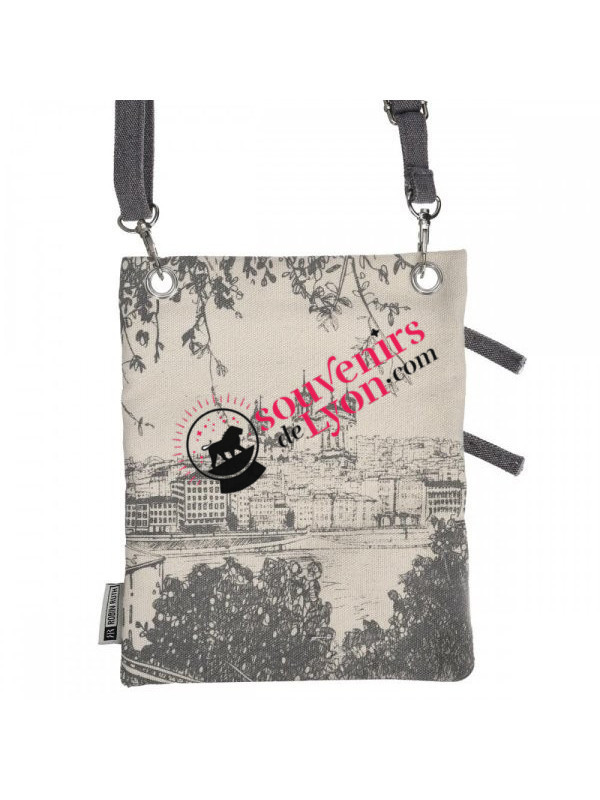 Saccoche passeport Lyon Robin Ruth gris chez Souvenirsdelyon.Com
