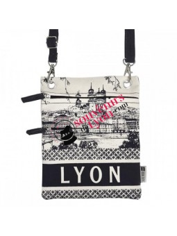 Saccoche passeport Lyon Robin Ruth bleue chez Souvenirsdelyon.Com