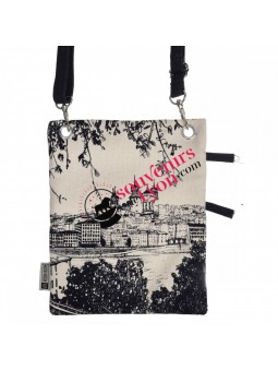 Saccoche passeport Lyon Robin Ruth bleue chez Souvenirsdelyon.Com