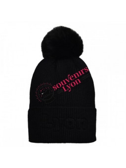 Bonnet Lyon Robin Ruth pompon noir chez souvenirsdelyon.com