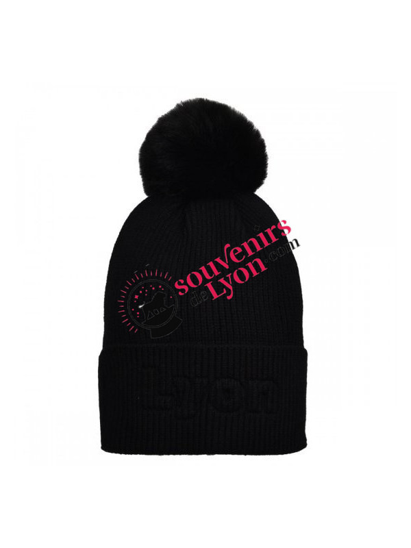 Bonnet Lyon Robin Ruth pompon noir chez souvenirsdelyon.com