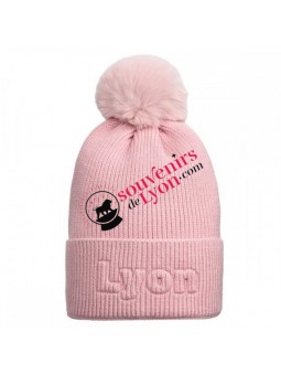 Bonnet Lyon Robin Ruth pompon rose chez souvenirsdelyon.com