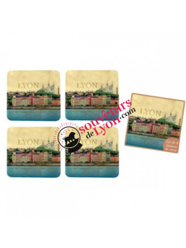 Set of 4 coaster Lyon vintage chez souvenirsdelyon.com