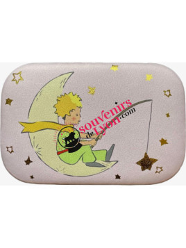 Mini étui de voyage Le Petit Prince qui pêche sur la lune chez souvenirsdelyon.com