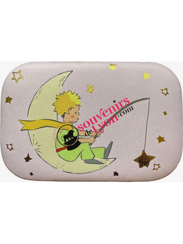 Mini étui de voyage Le Petit Prince qui pêche sur la lune chez souvenirsdelyon.com