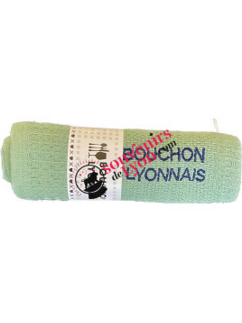 Torchon Lyon Bouchon Lyonnais vert chez Souvenirsdelyon.Com