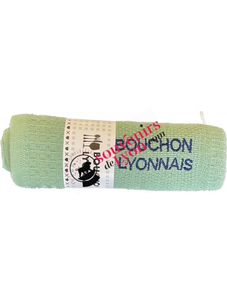 Towel Lyon Bouchon Lyonnais green at Souvenirsdelyon.Com