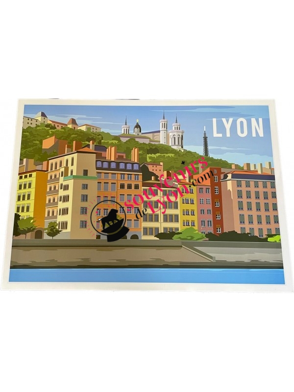 Affiche Vieux Lyon panoramique chez Souvenirsdelyon.Com