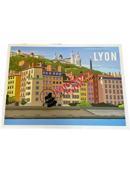Affiche Vieux Lyon panoramique chez Souvenirsdelyon.Com