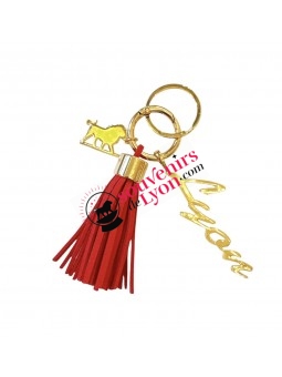 Lyon gold and red pompom key ring on souvenirsdelyon.com