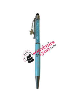 Stylo Lyon Breloque Tactile Turquoise 1 chez souvenirsdelyon.com