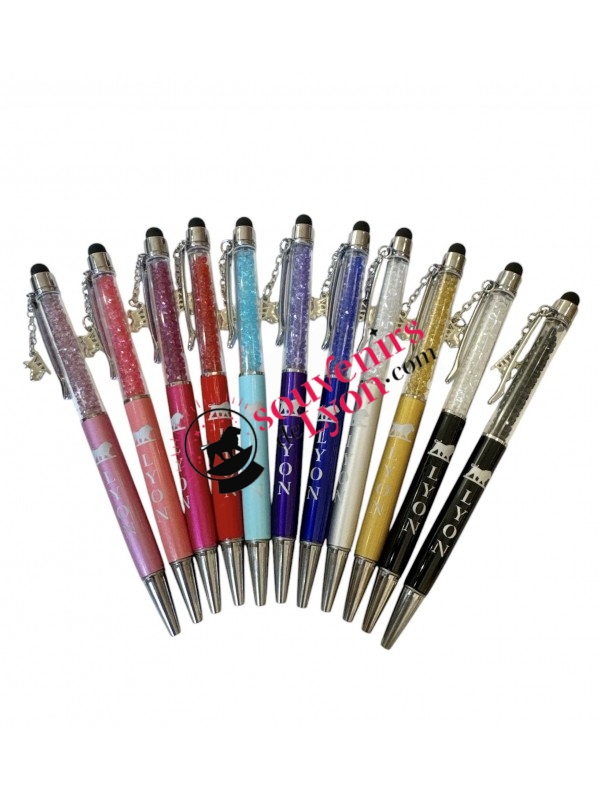 Stylo Lyon Breloque Tactile Turquoise 2 chez souvenirsdelyon.com