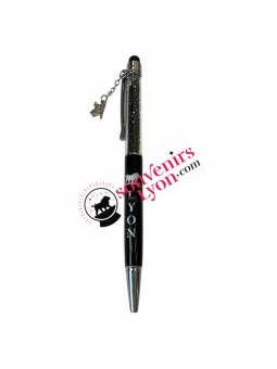 Stylo Lyon Breloque tactile Noir/noir 1 chez souvenirsdelyon.com