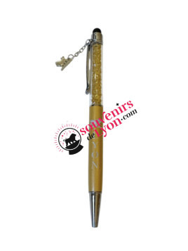 Stylo Lyon Breloque tactile Doré 1 chez souvenirsdelyon.com
