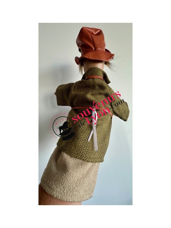 Hand puppet Gnafron green chevron 3 at Souvenirsdelyon.com