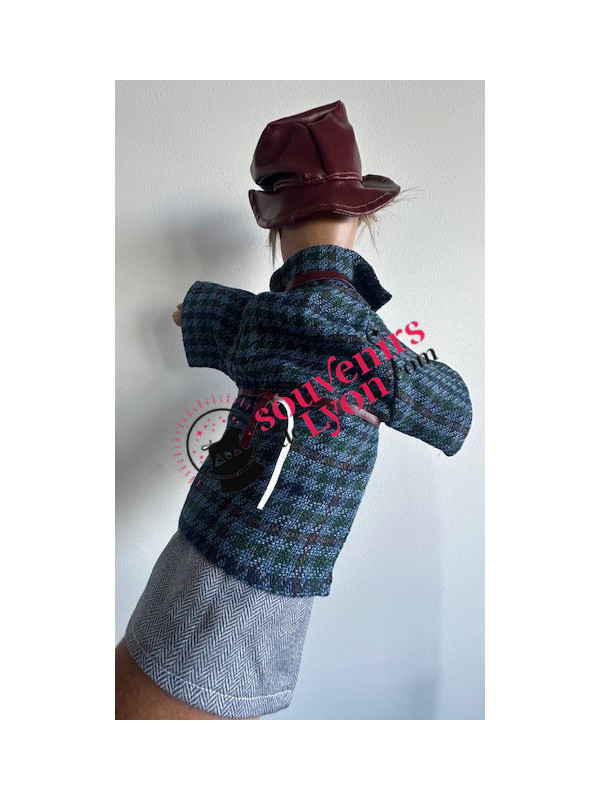 puppet Gnafron blue plaid 3 at Souvenirsdelyon.Com
