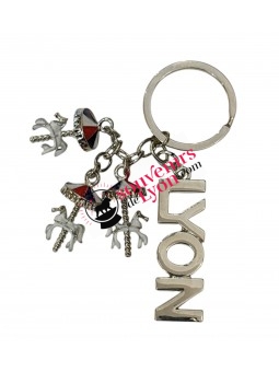 Porte-clés Lyon carrousel bleu/blanc/rouge chez Souvenirsdelyon.com